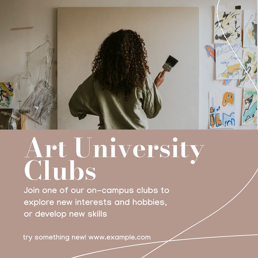 University clubs Instagram post template, editable text