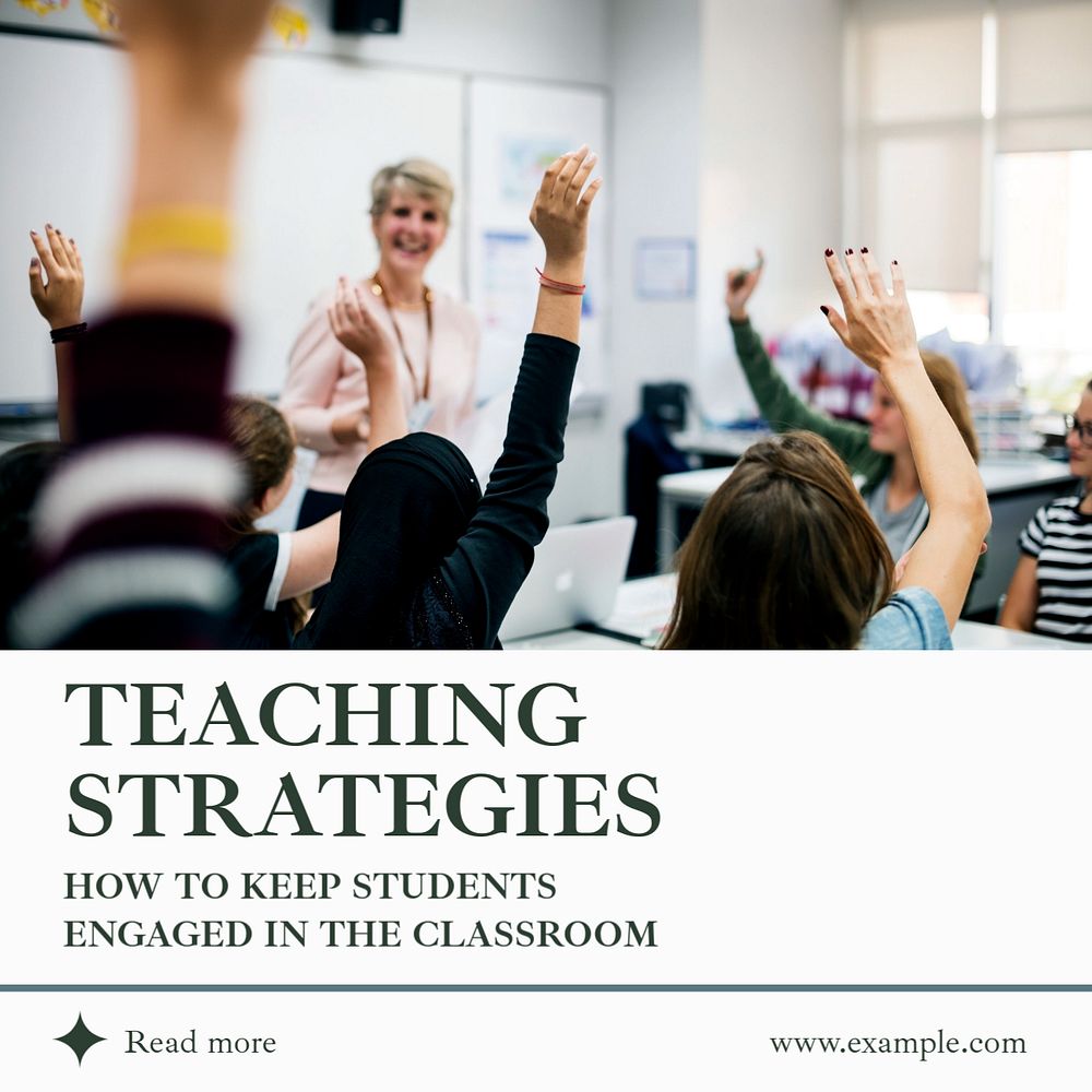 Teaching strategies Instagram post template, editable text