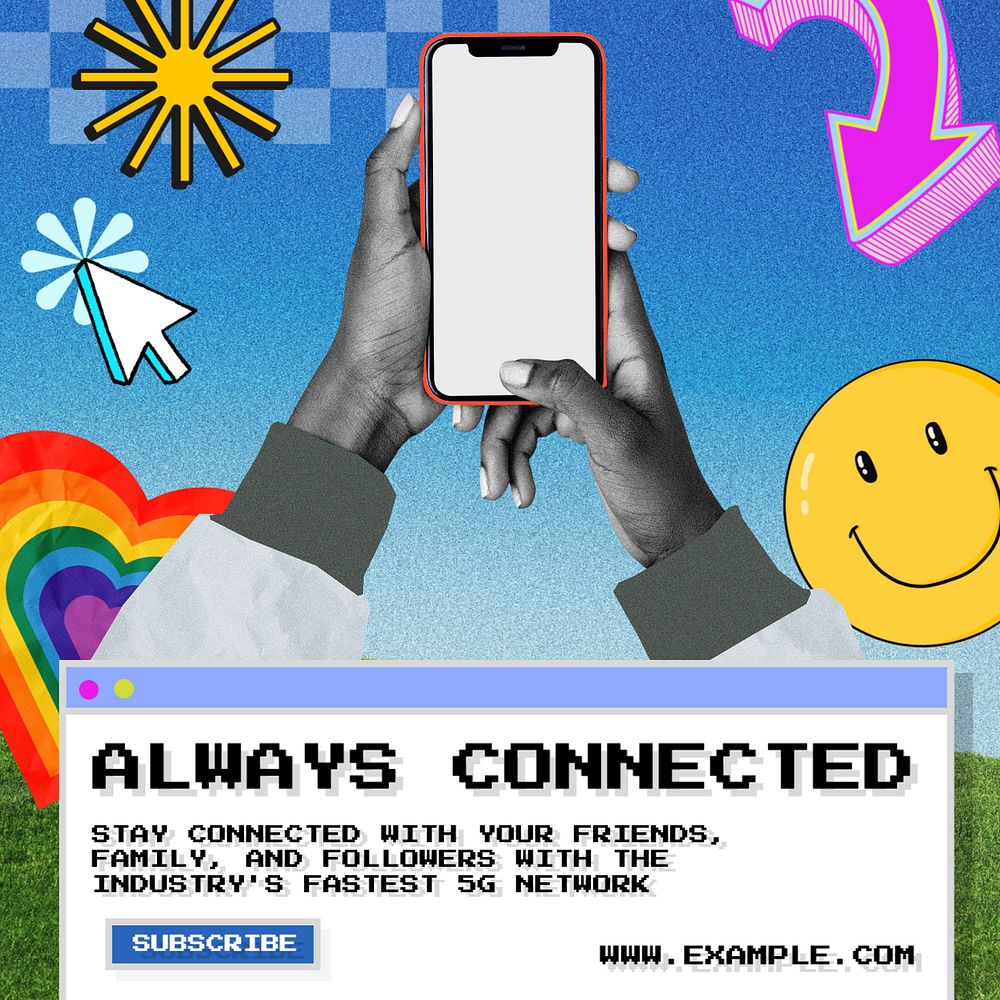 Always connected Instagram post template, editable text