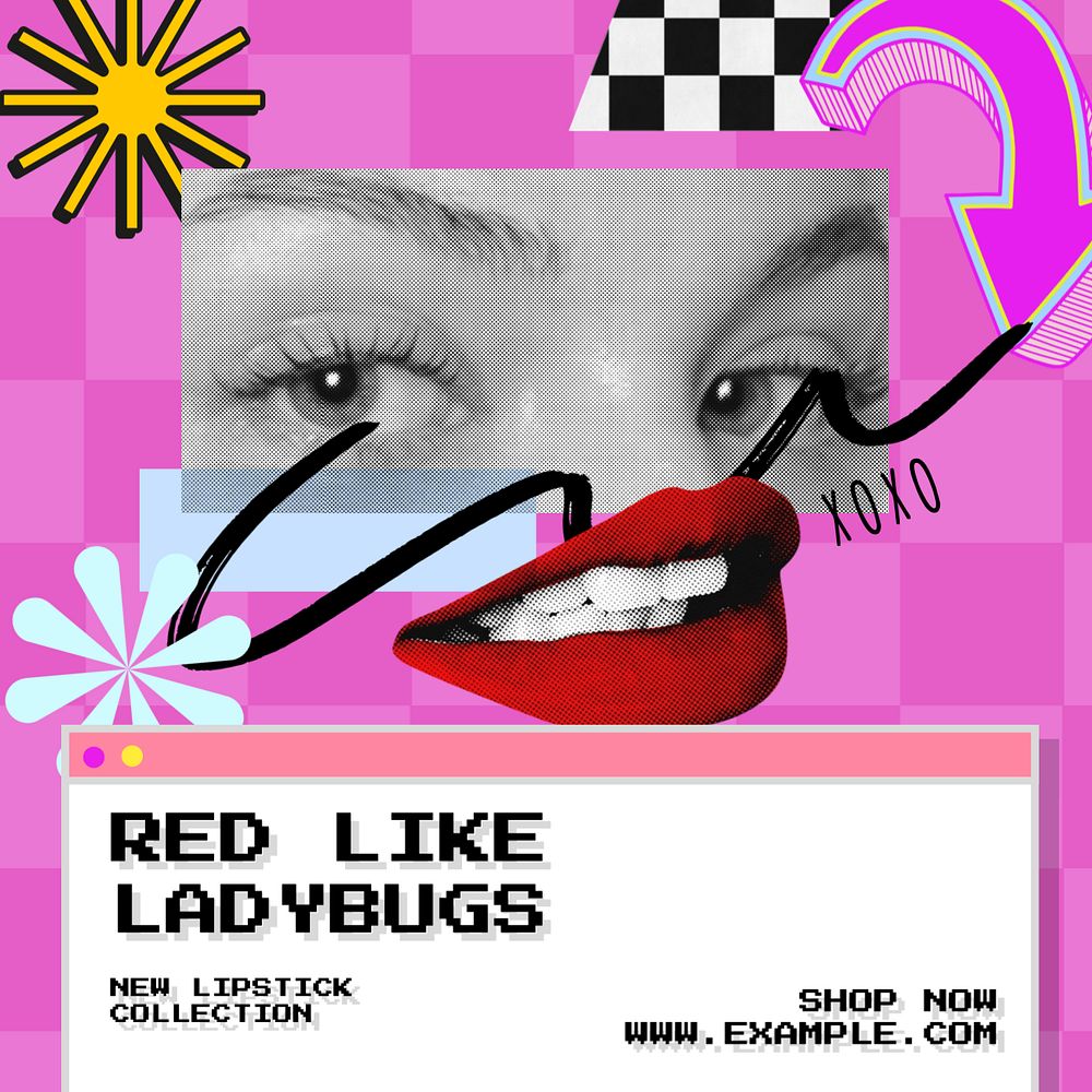 Lipstick Instagram post template, editable text