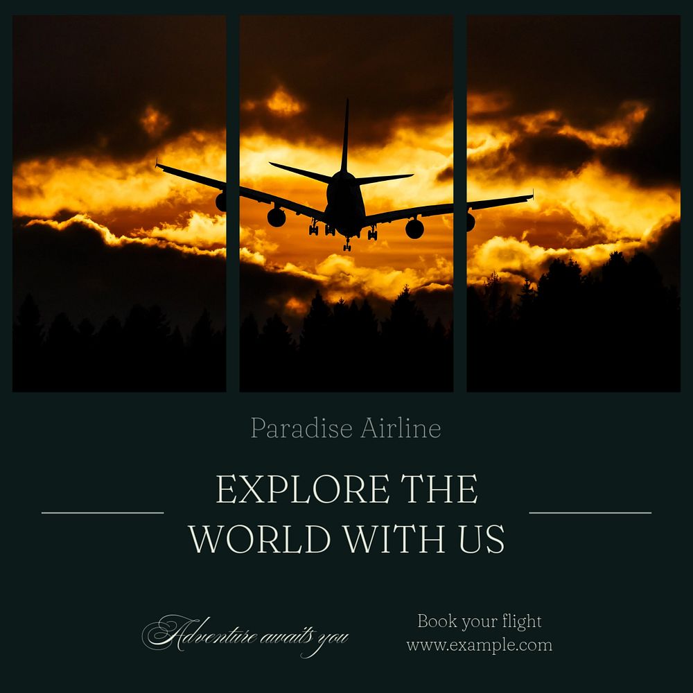 Airline ad Instagram post template, editable text