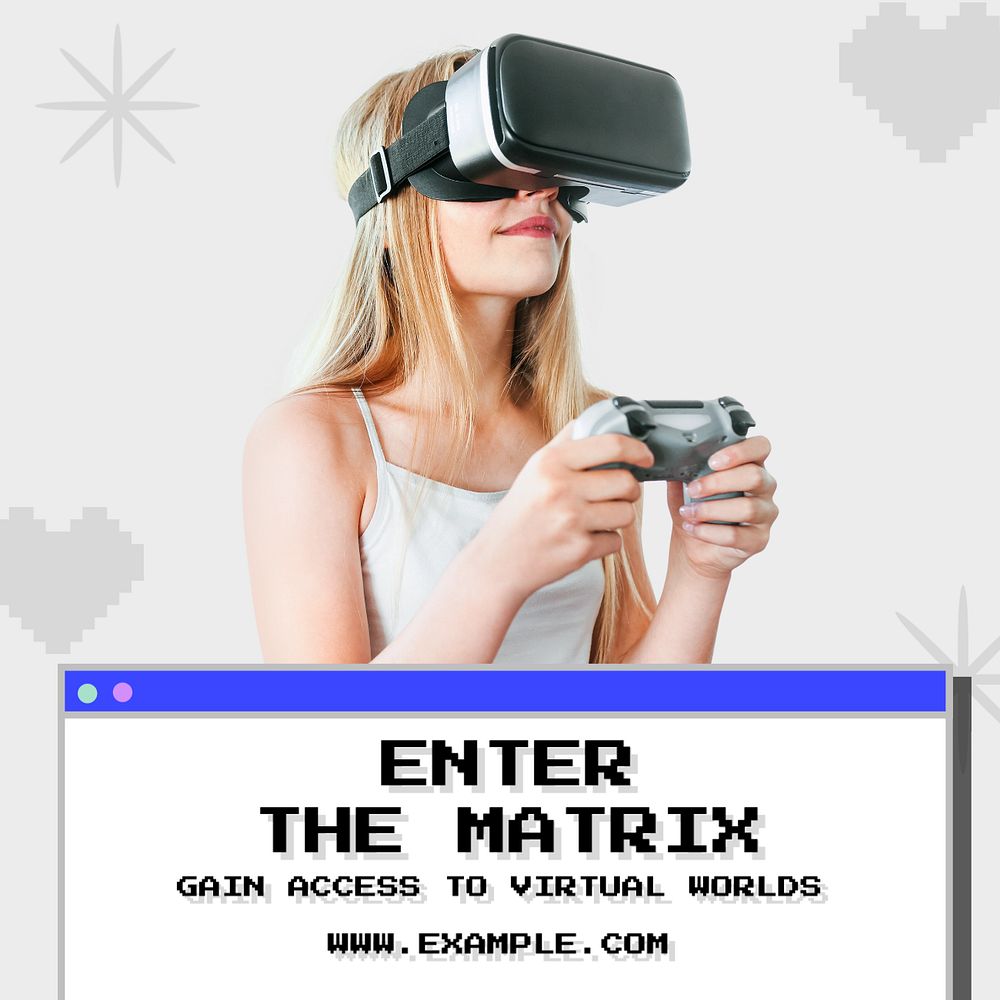 Vr headset Instagram post template, editable text