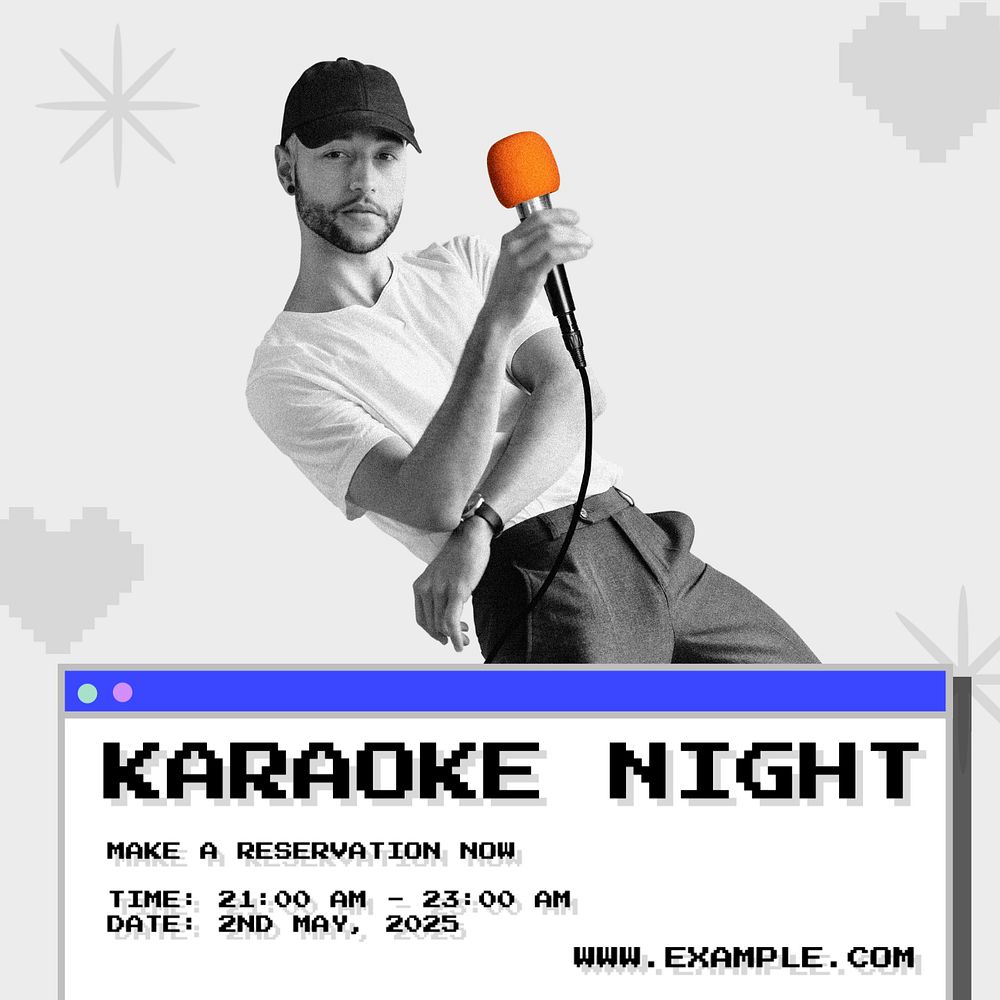 Karaoke night Instagram post template, editable text