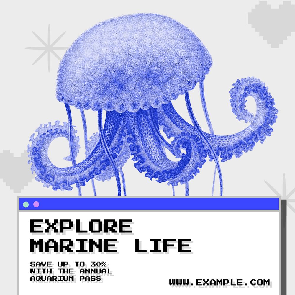 Explore marine life Instagram post template, editable text