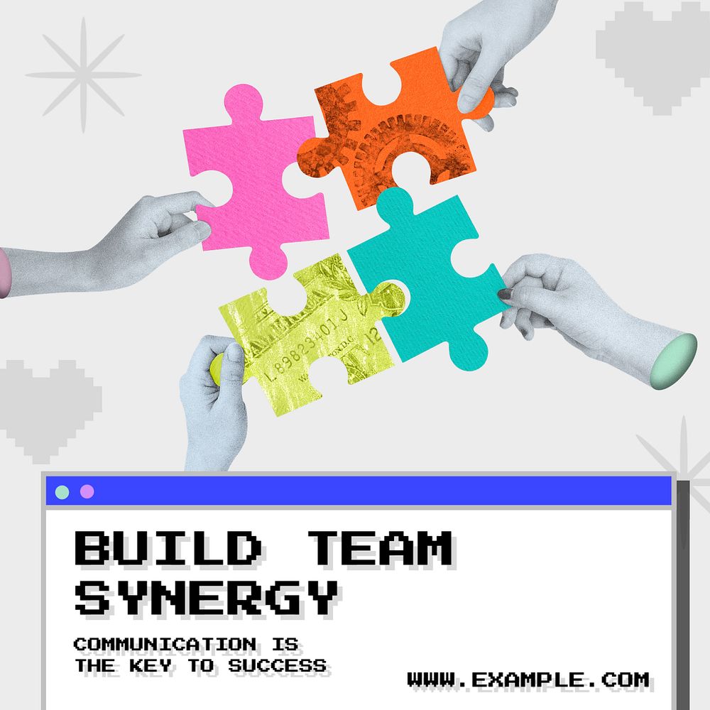 Build team synergy Instagram post template, editable text