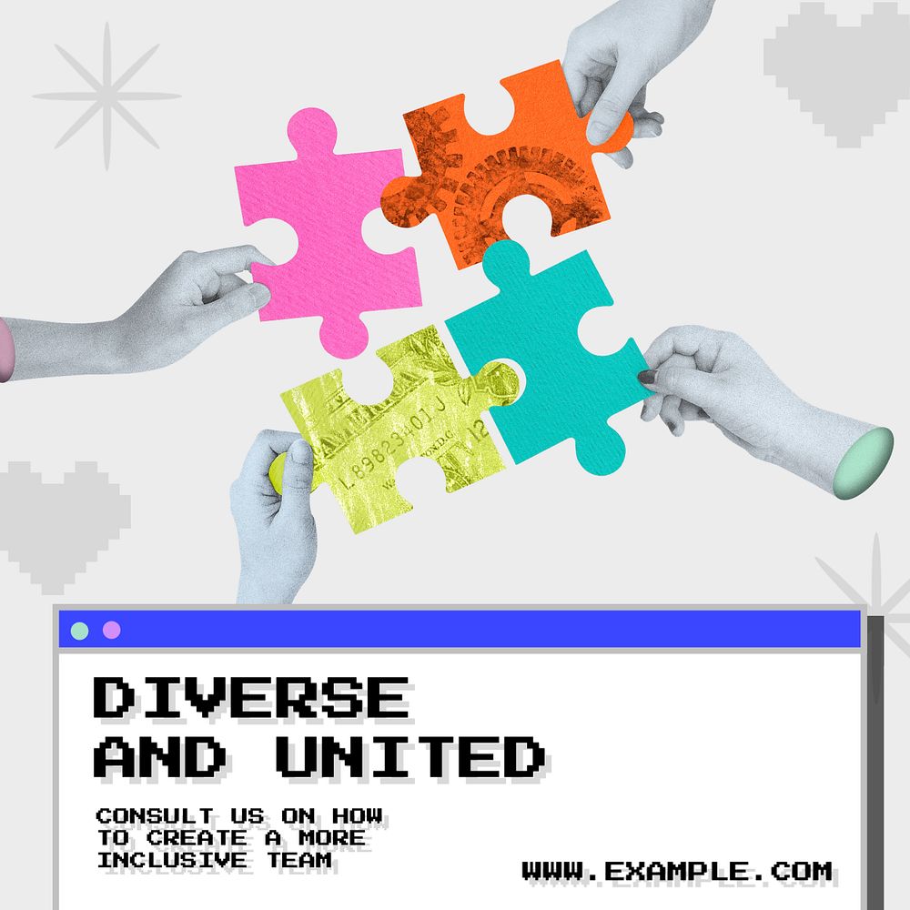 Diverse but united Instagram post template, editable text