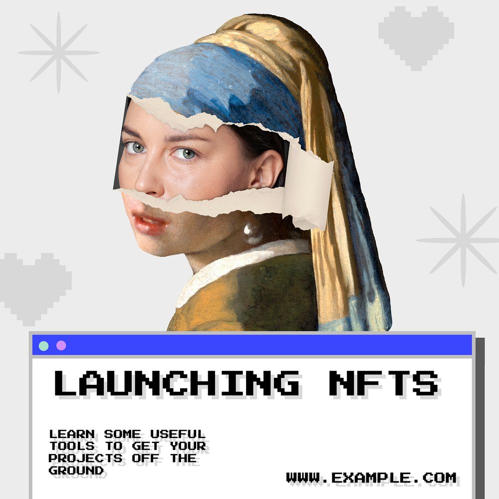 Launching NFTs Instagram post template, editable text