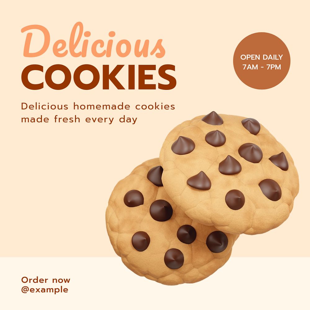 Delicious cookies Instagram post template, editable text