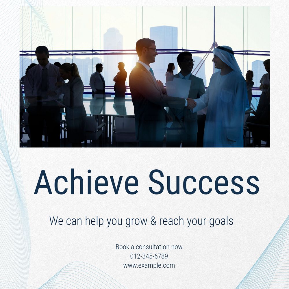 Achieve success Instagram post template, editable text