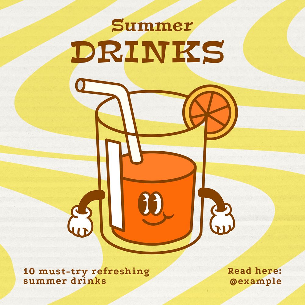 Summer drinks Instagram post template, editable text