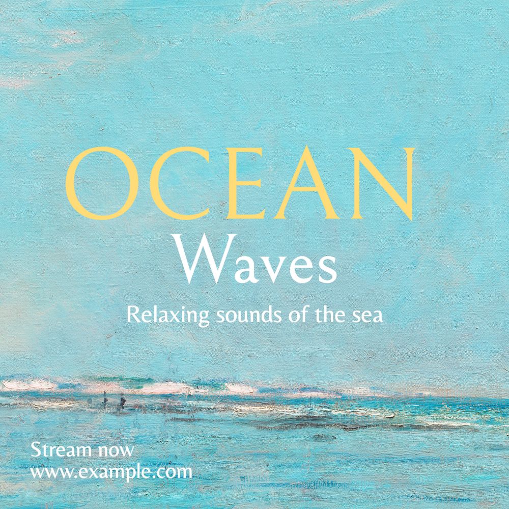 Ocean waves Instagram post template, editable text