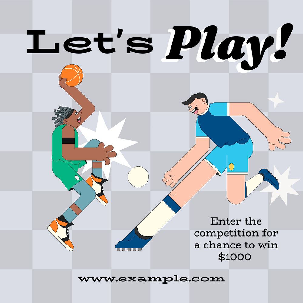 Play & competition Instagram post template, editable text