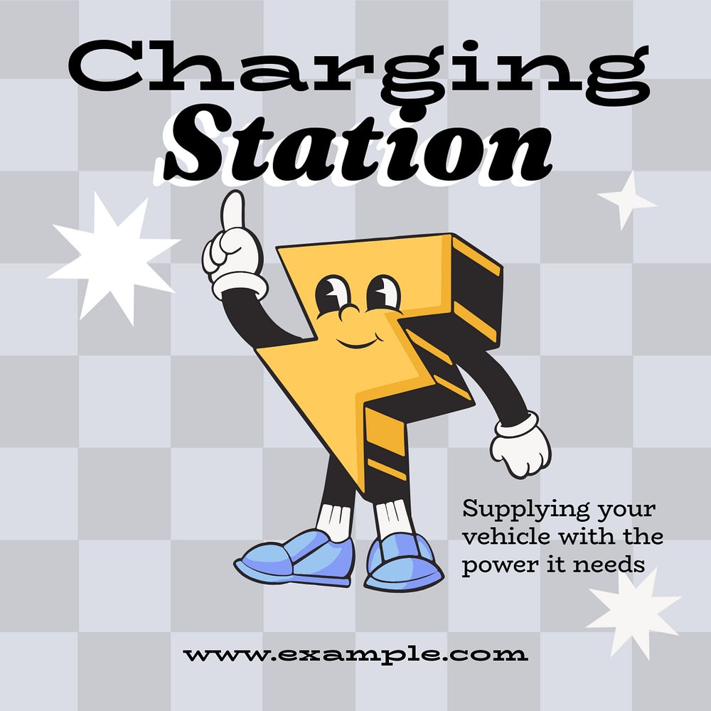 Charging station Instagram post template, editable text