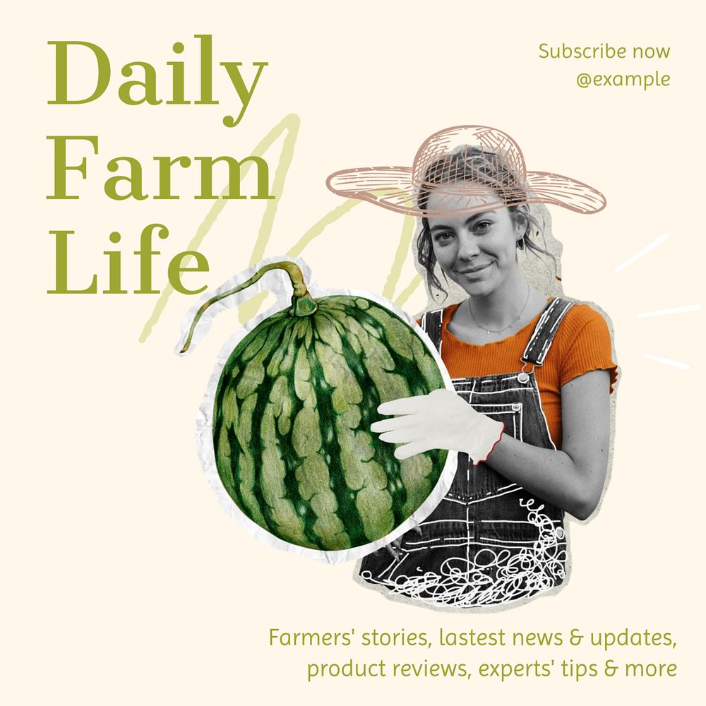 Farming vlog Instagram post template, editable text