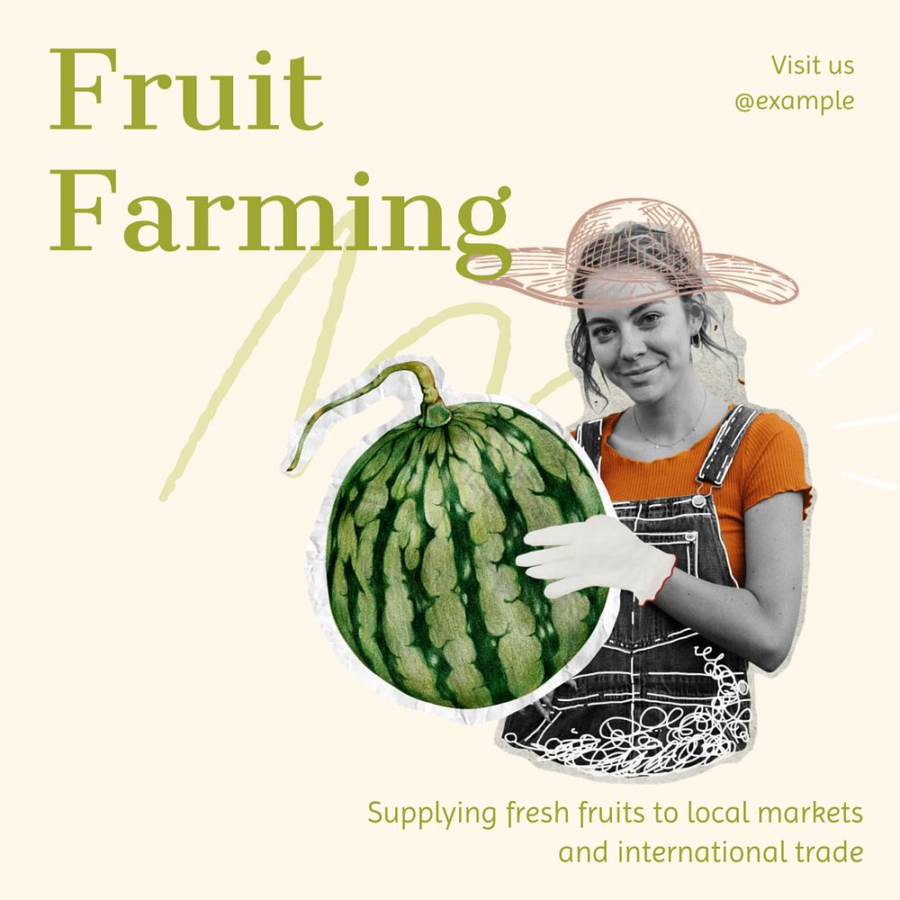 Fruit farming Instagram post template, editable text