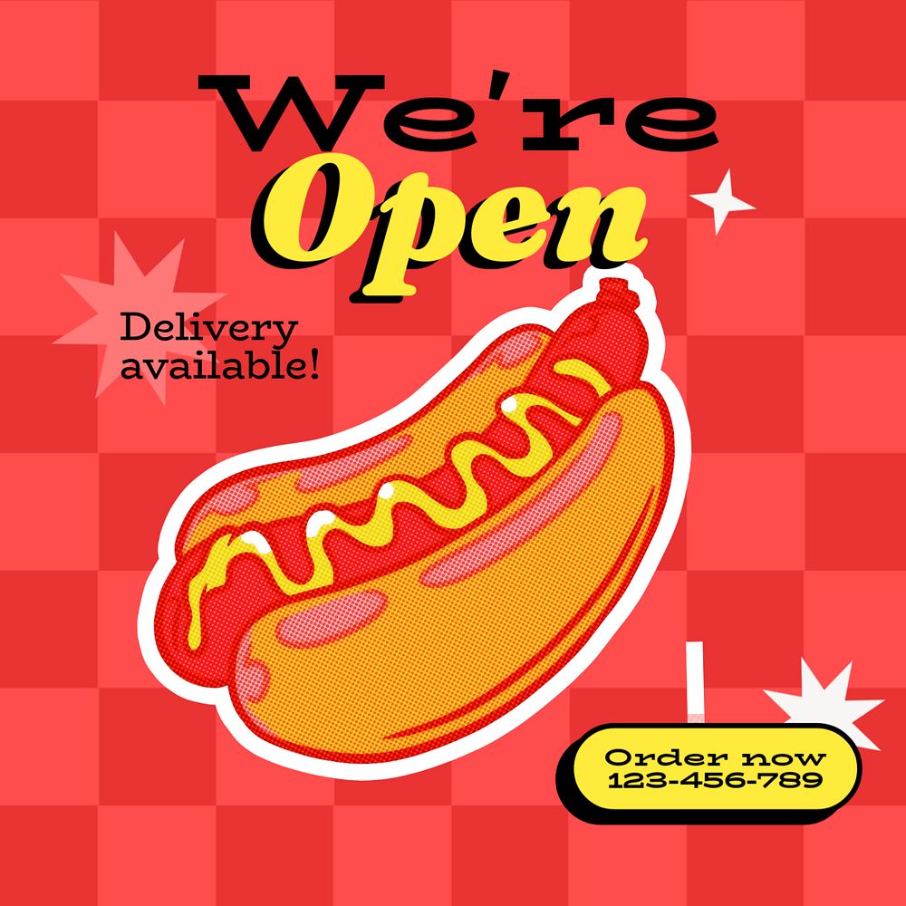 Fast food restaurant Instagram post template, editable text