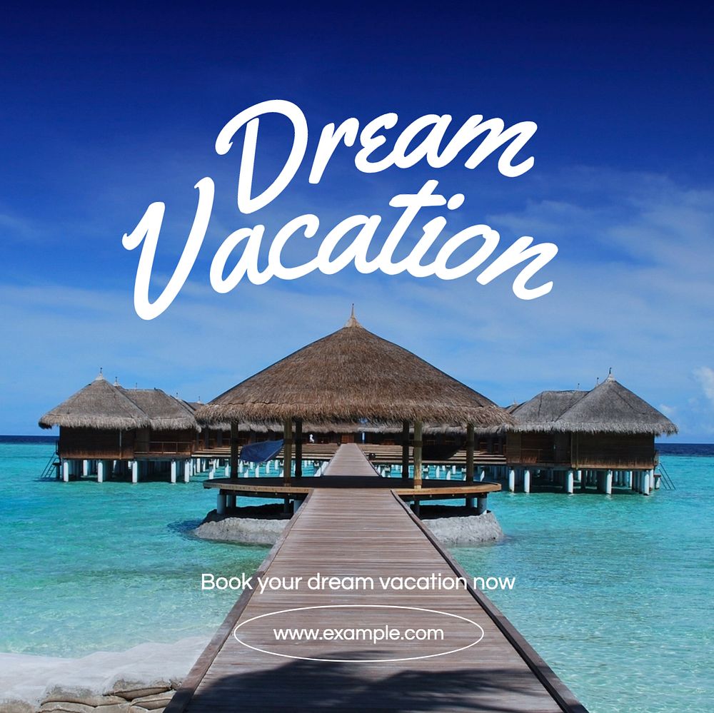 Dream vacation Instagram post template, editable text