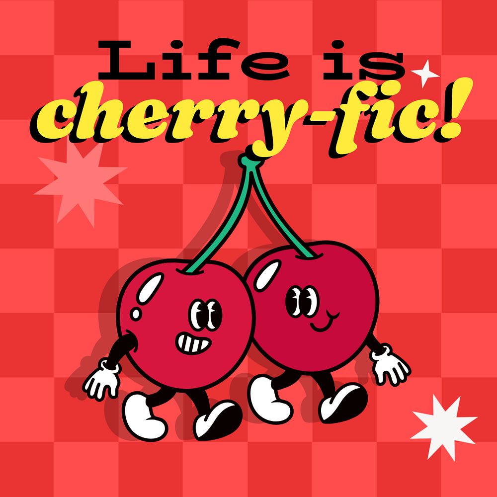 Cherry quote Instagram post template, editable text