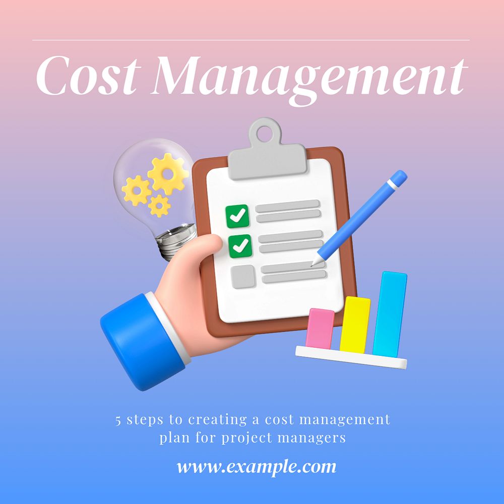 Cost management Instagram post template, editable text