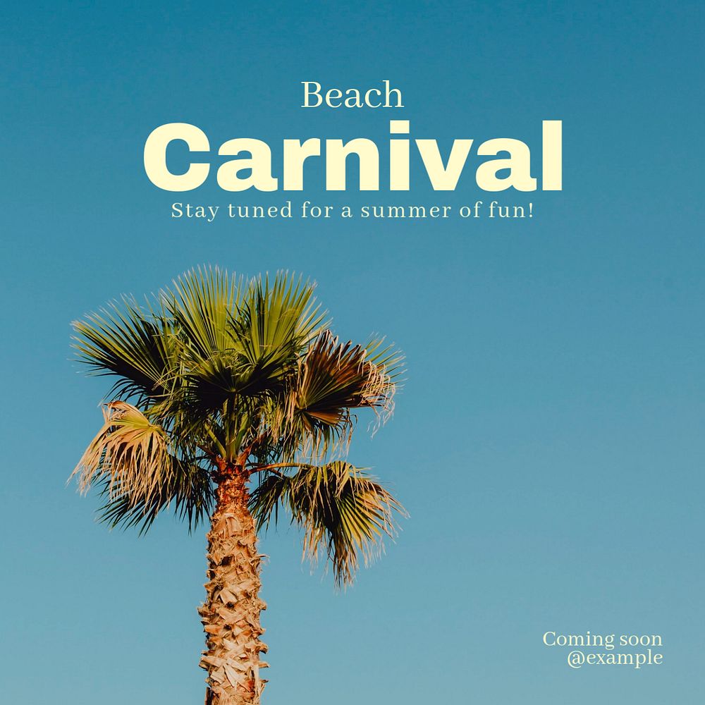 Beach carnival Instagram post template, editable text