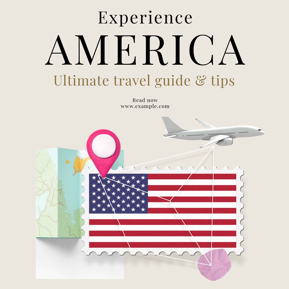 Experience America Instagram post template, editable text