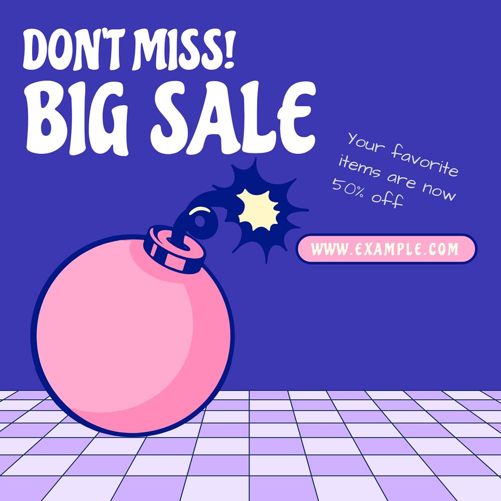 Big sale Instagram post template, editable text