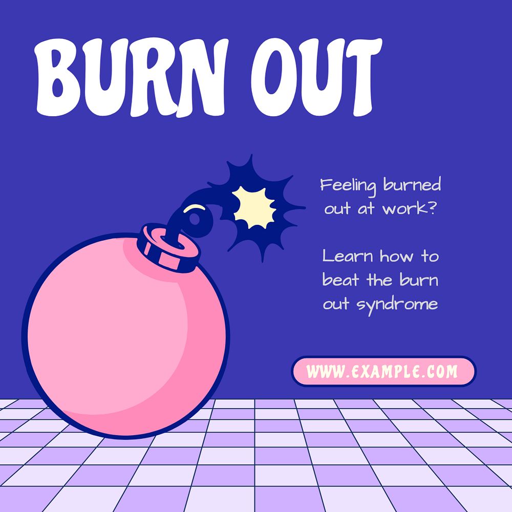 Burnout & stress Instagram post template, editable text