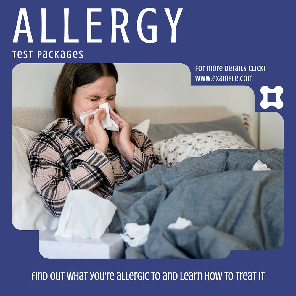 Allergy test Instagram post template, editable text