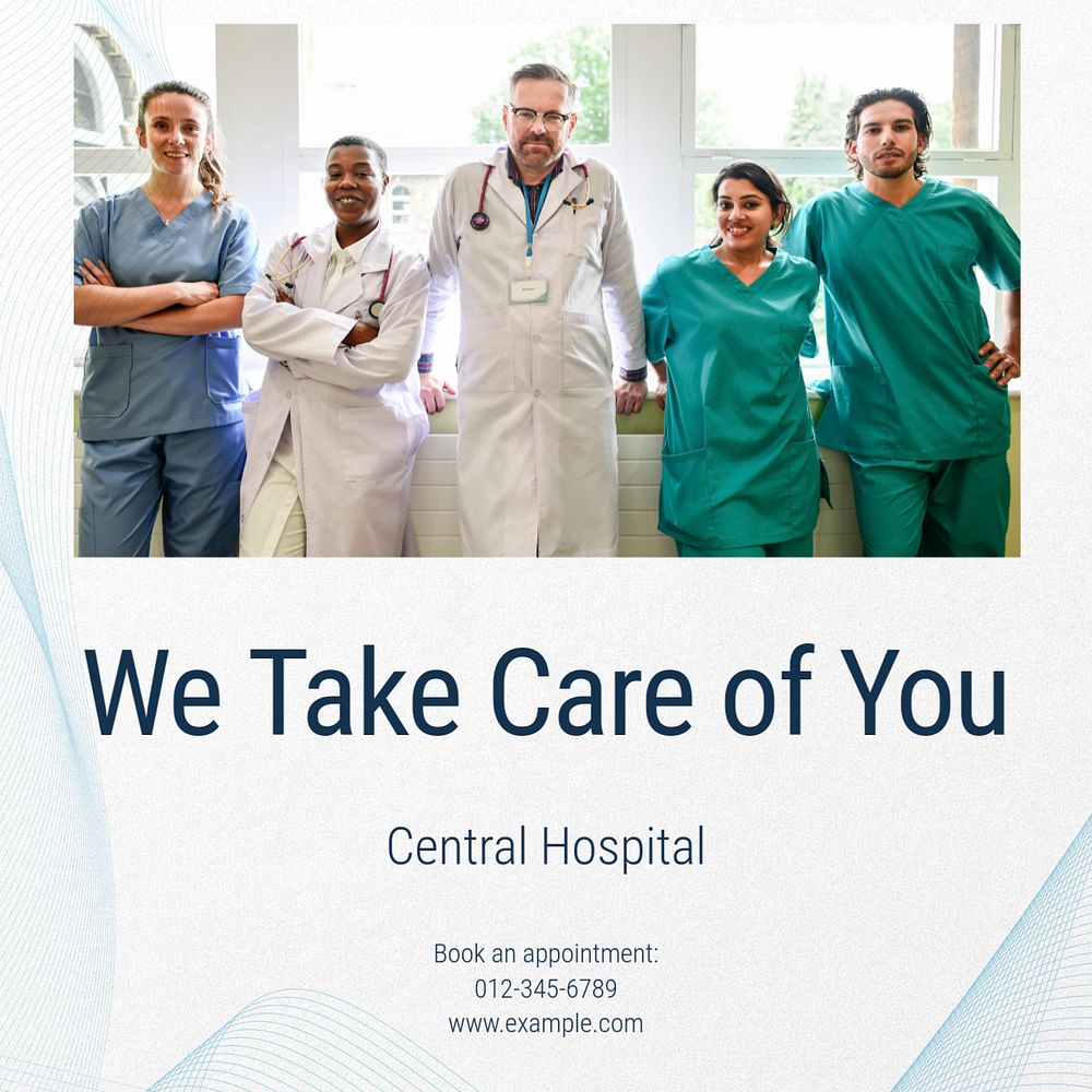 Hospital care Instagram post template, editable text