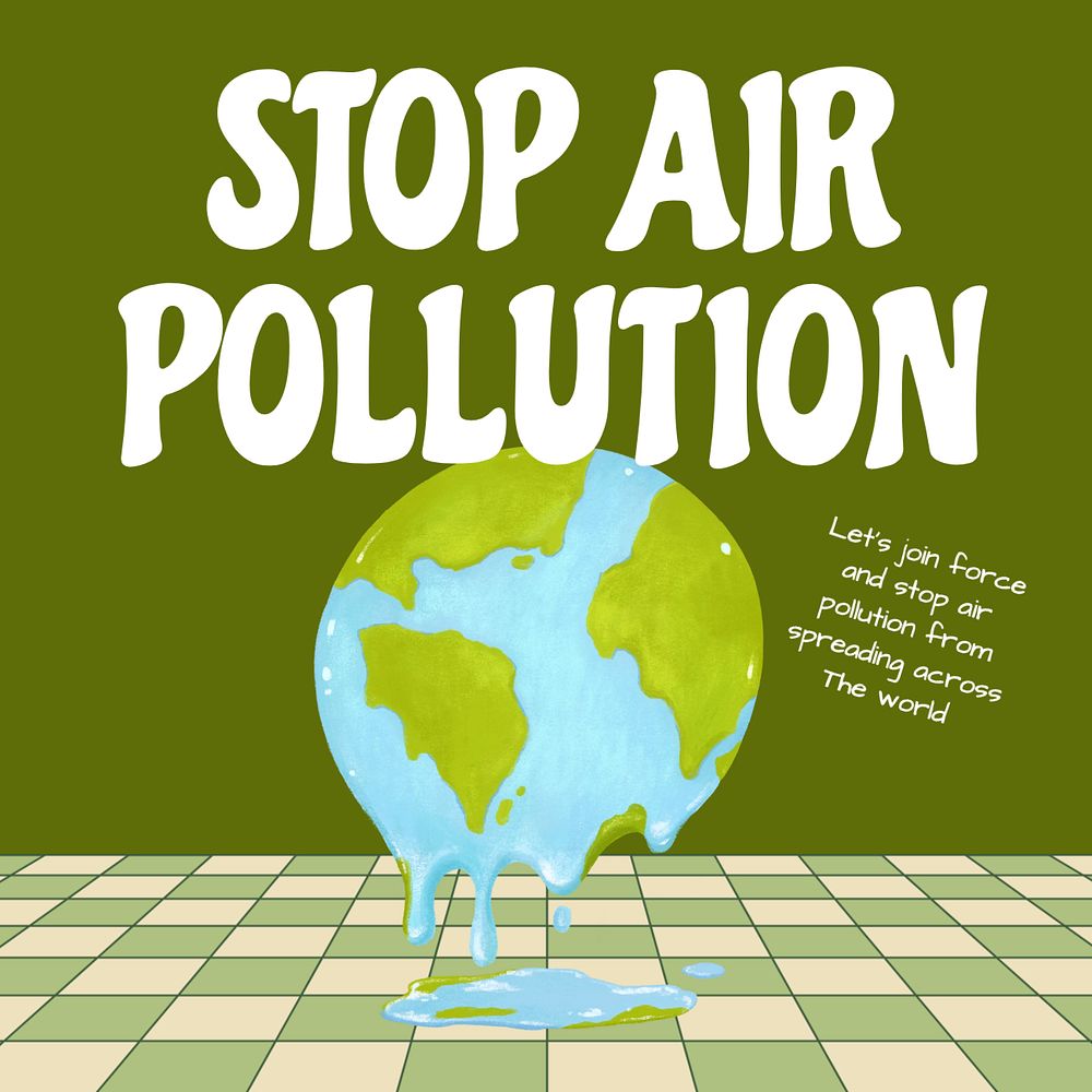 Stop air pollution Instagram post template, editable text