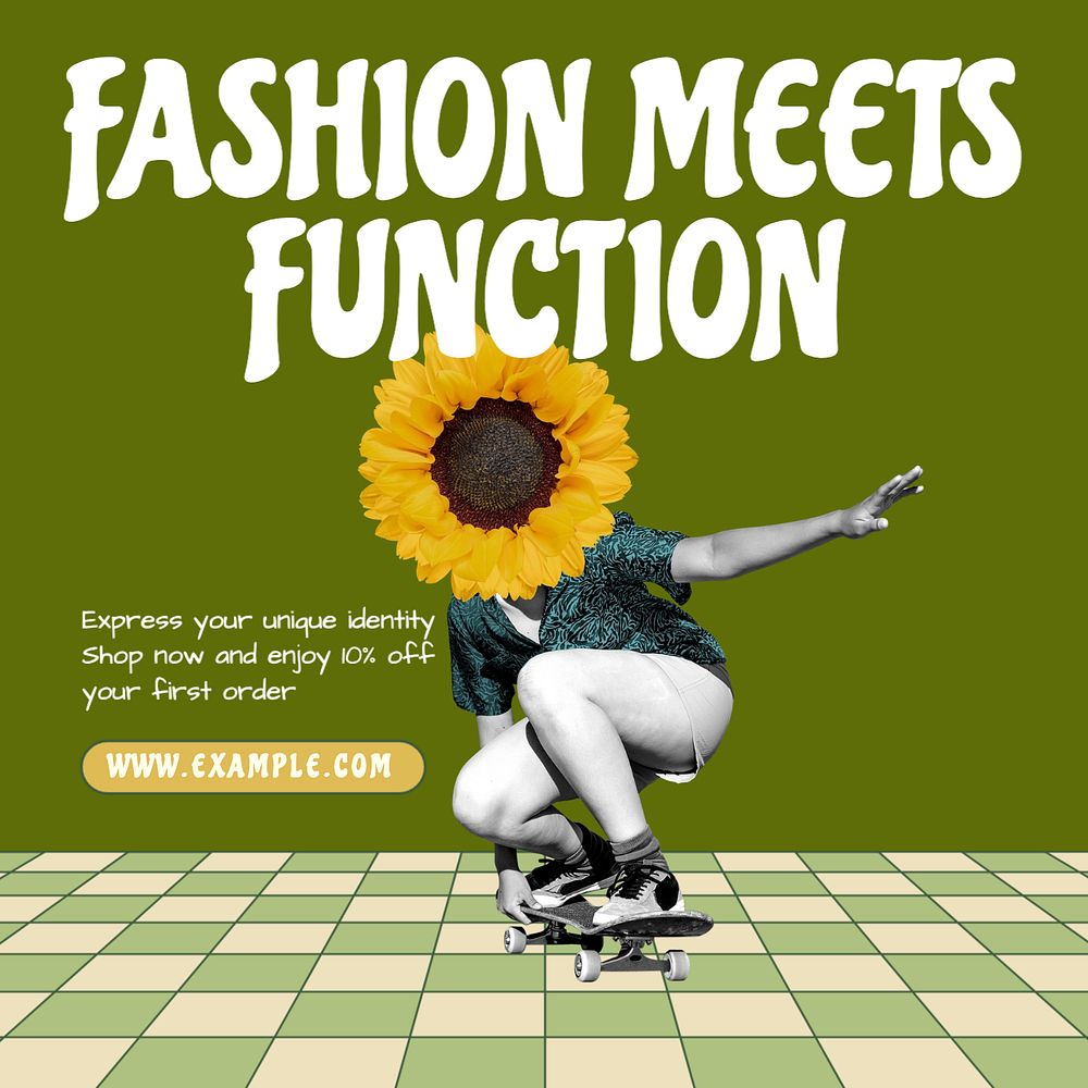 Fashion meets function Instagram post template, editable text