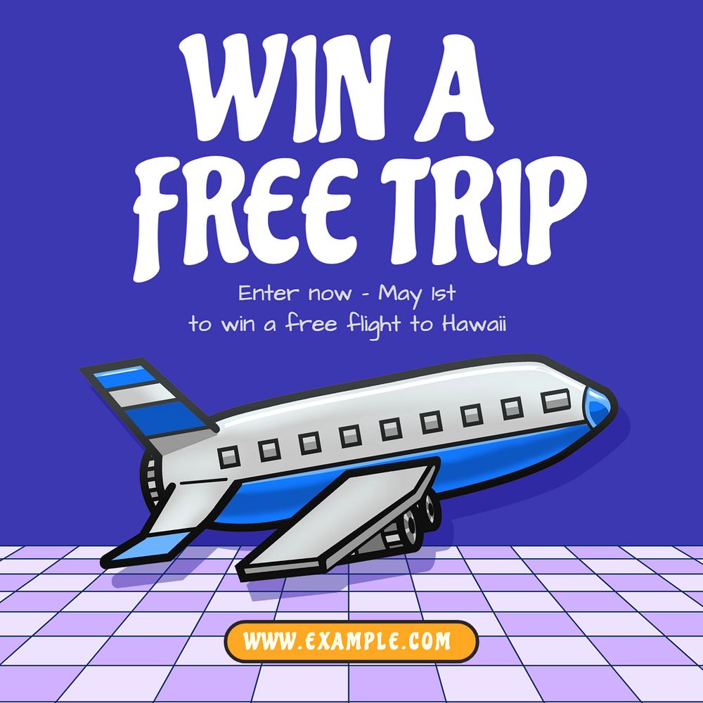 Free trip, giveaway Instagram post template, editable text