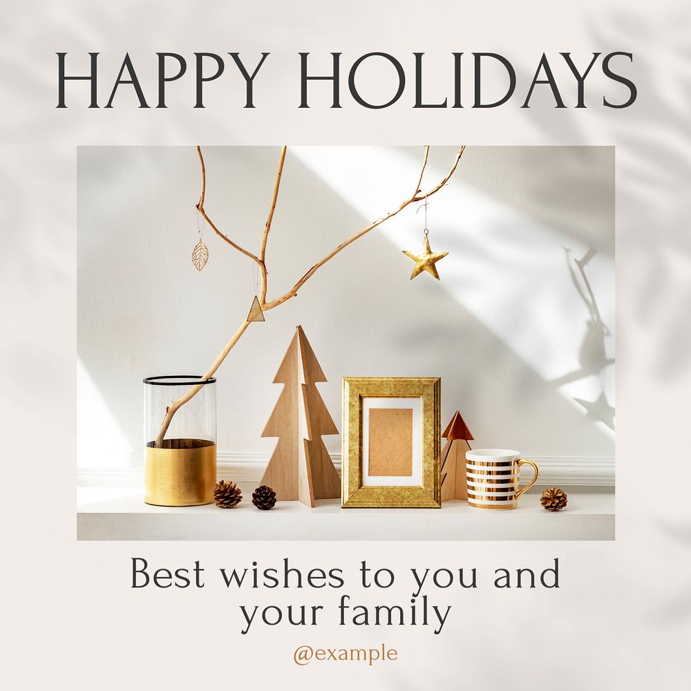 Happy holidays Instagram post template, editable text