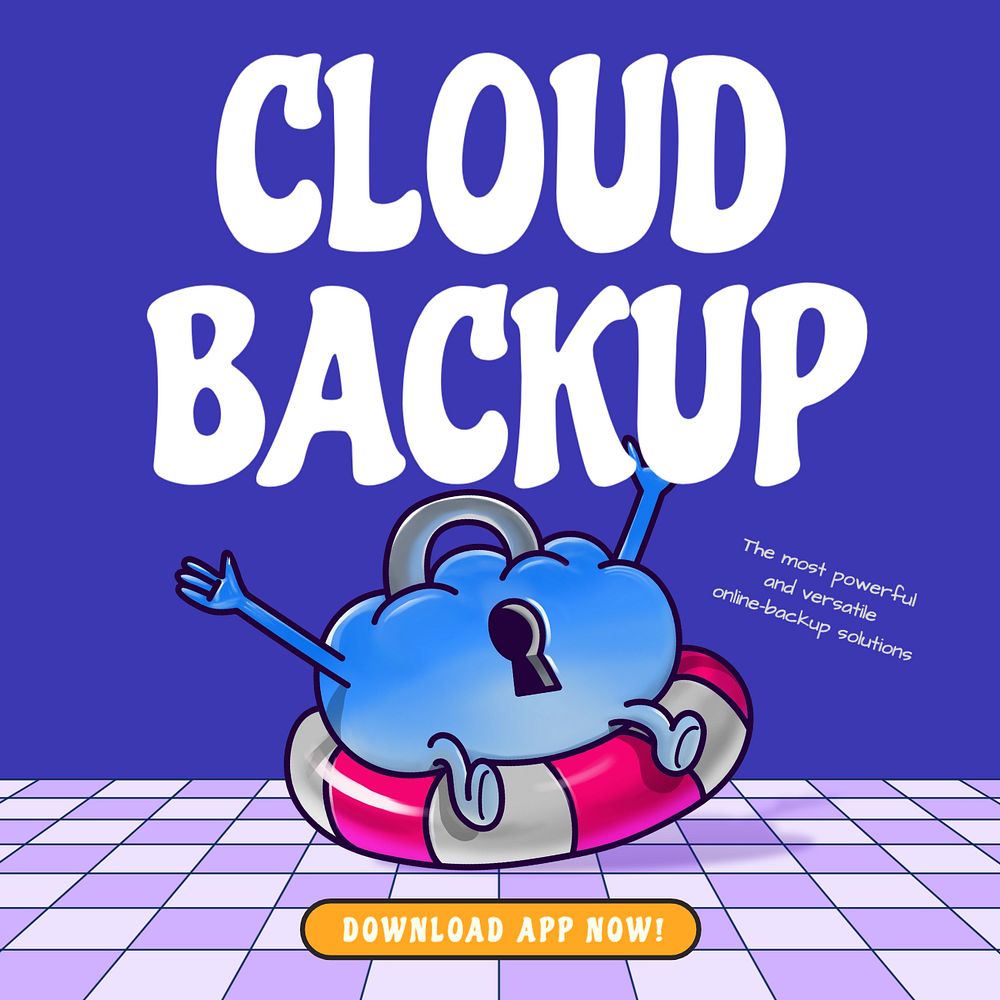 Cloud backup Instagram post template, editable text