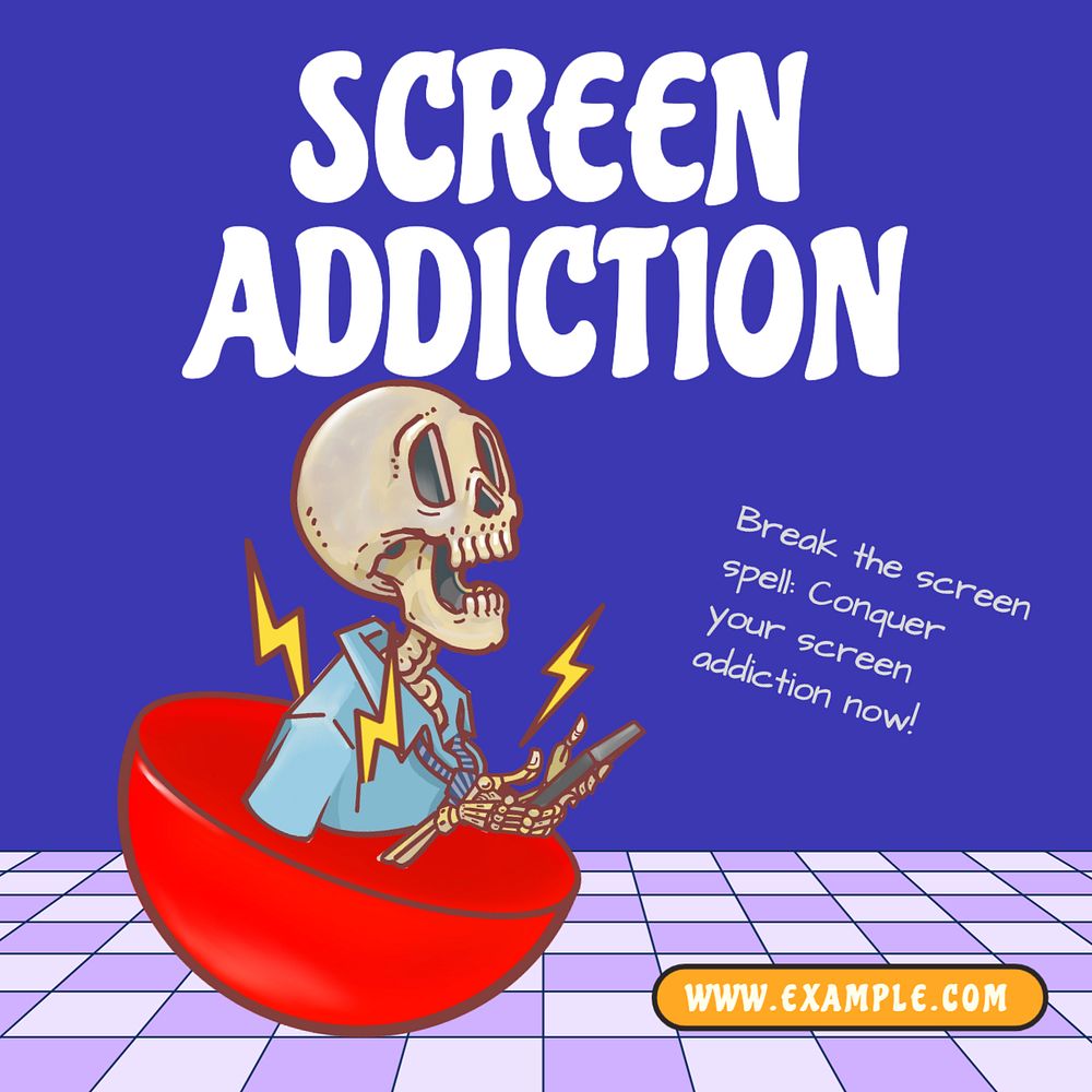 Screen addiction Instagram post template, editable text