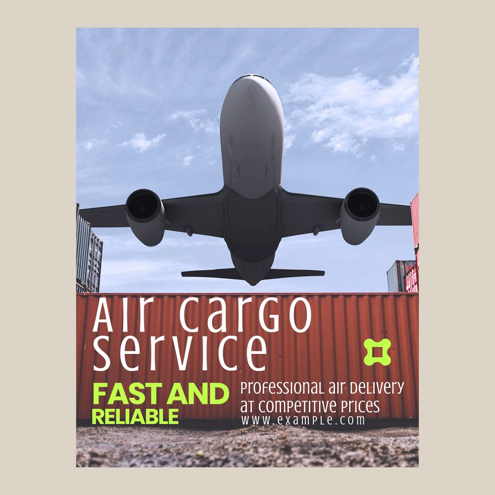 Air cargo service Instagram post template, editable text