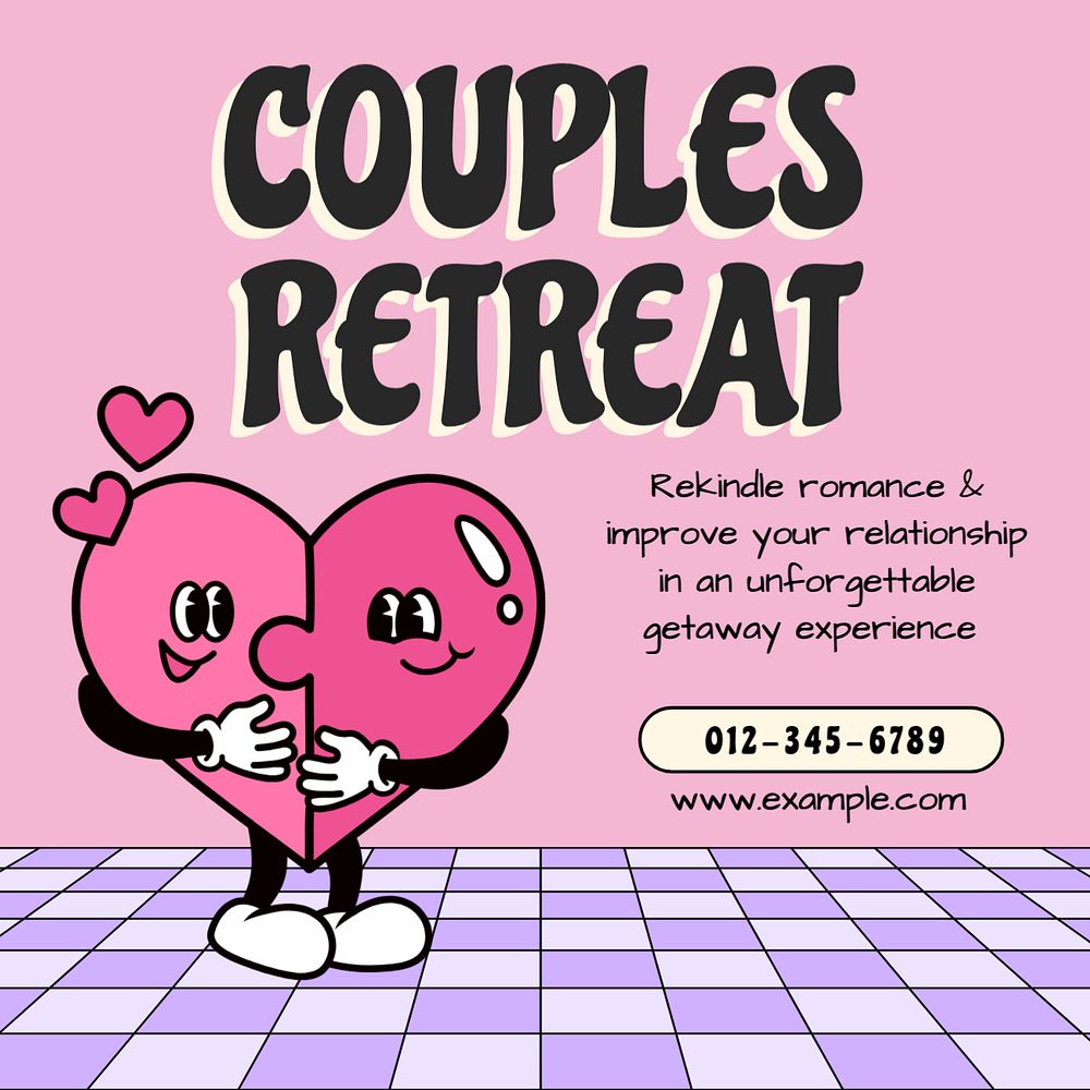 Couples retreat Instagram post template, editable text