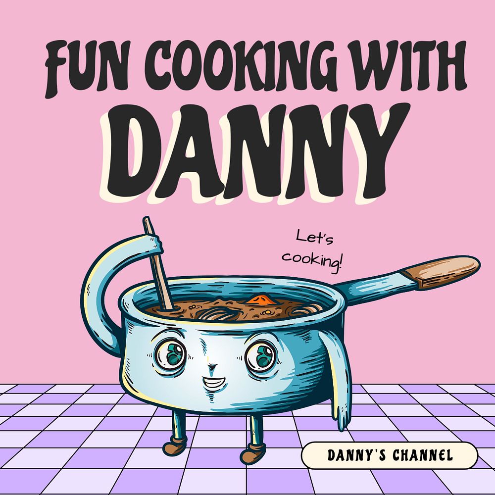 Fun cooking Instagram post template, editable text