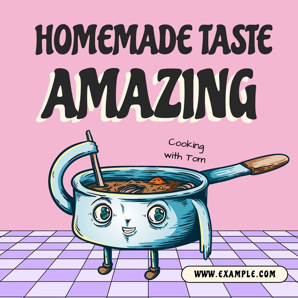 Homemade Cooking Tutorial Instagram post template, editable text