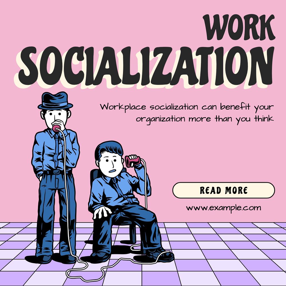 Work socialization Instagram post template, editable text