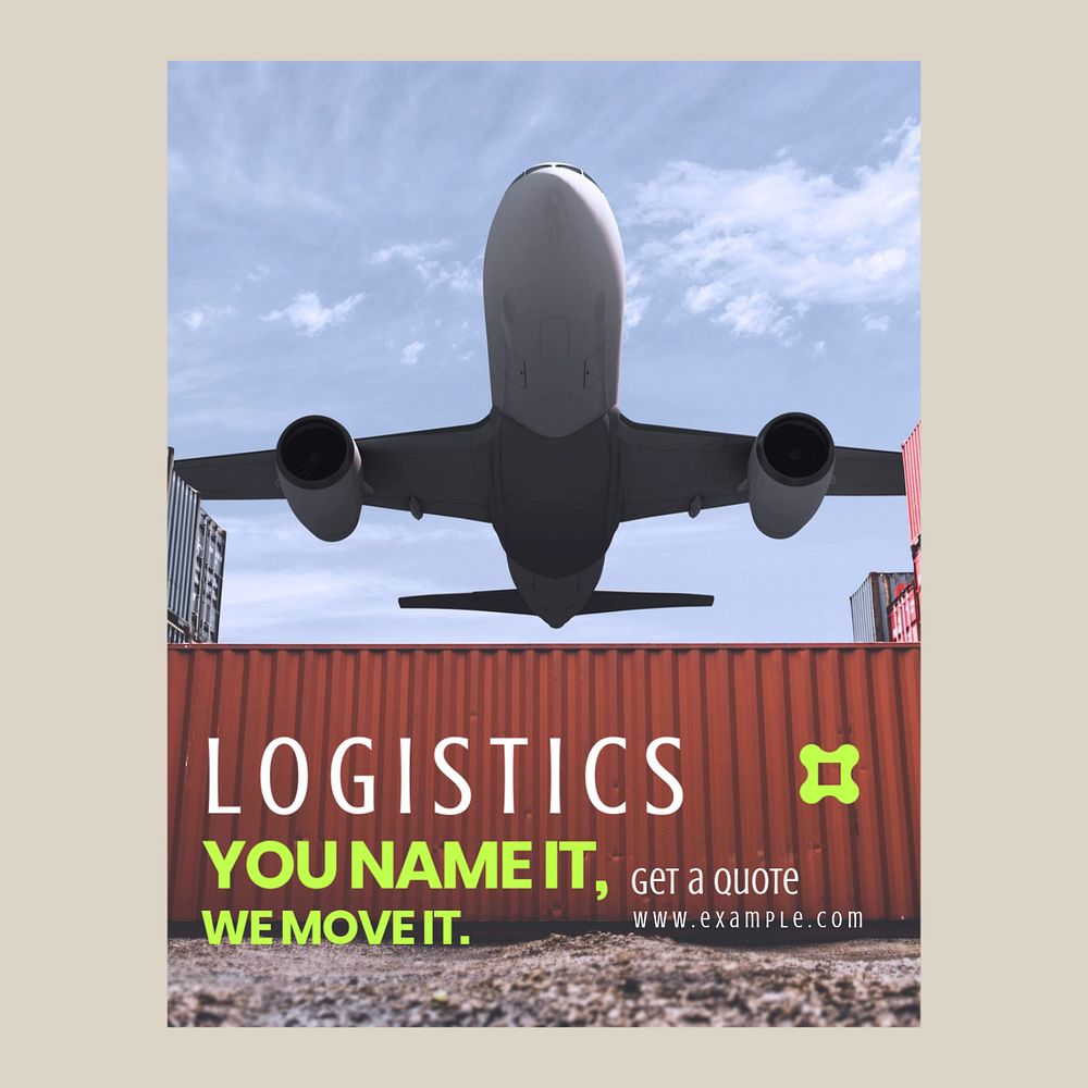 Logistics Instagram post template, editable text