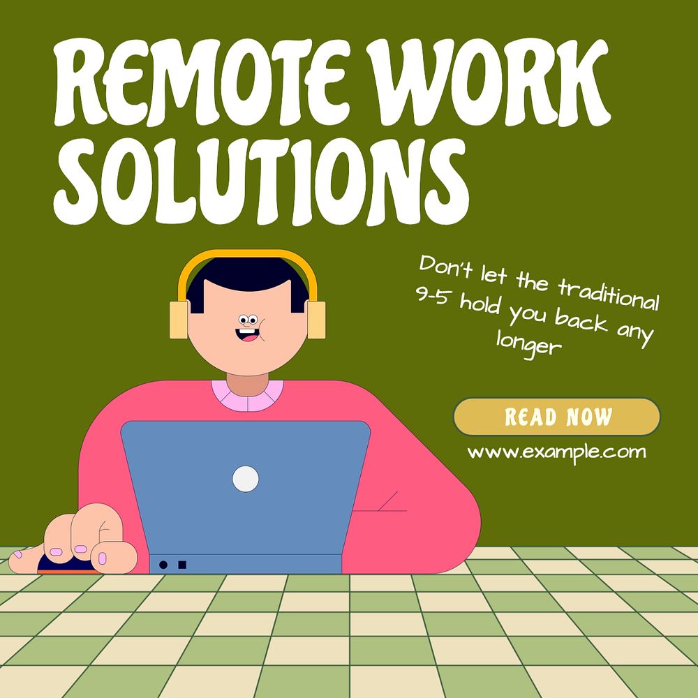 Home remote work Instagram post template, editable text