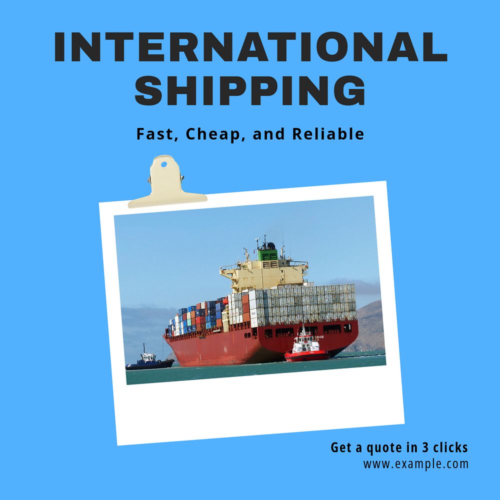 International shipping Instagram post template, editable text