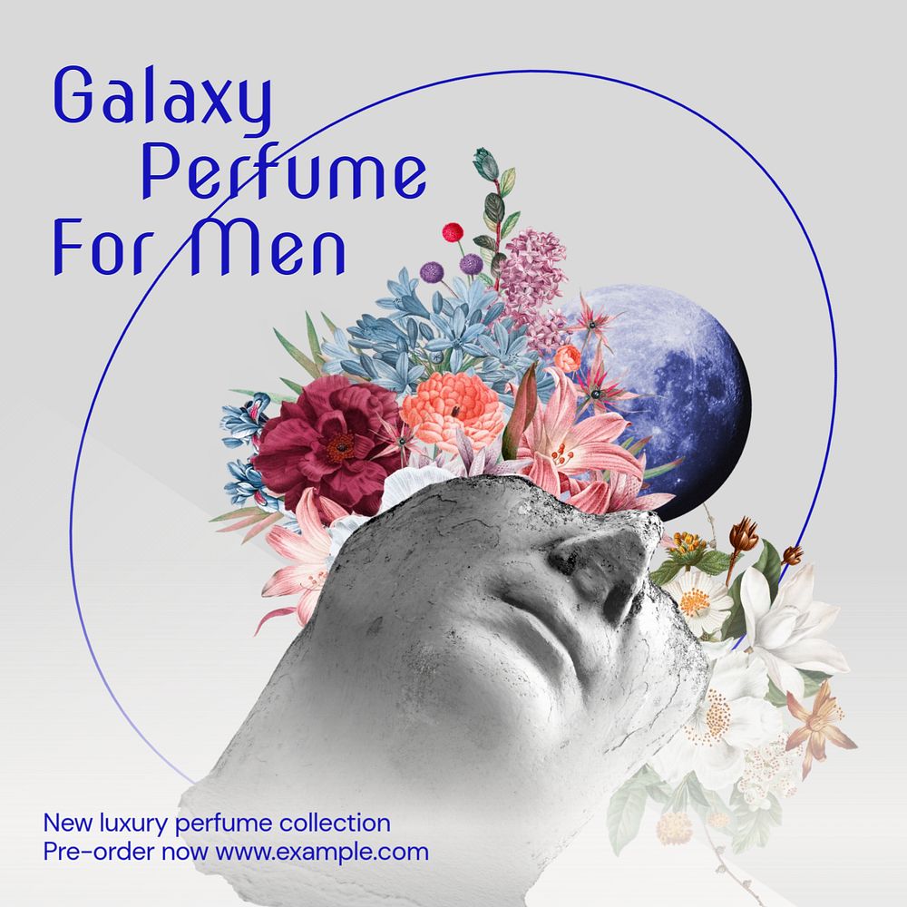 Galaxy perfume Instagram post template, editable text