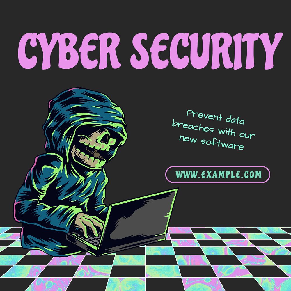 Cyber security Instagram post template, editable text