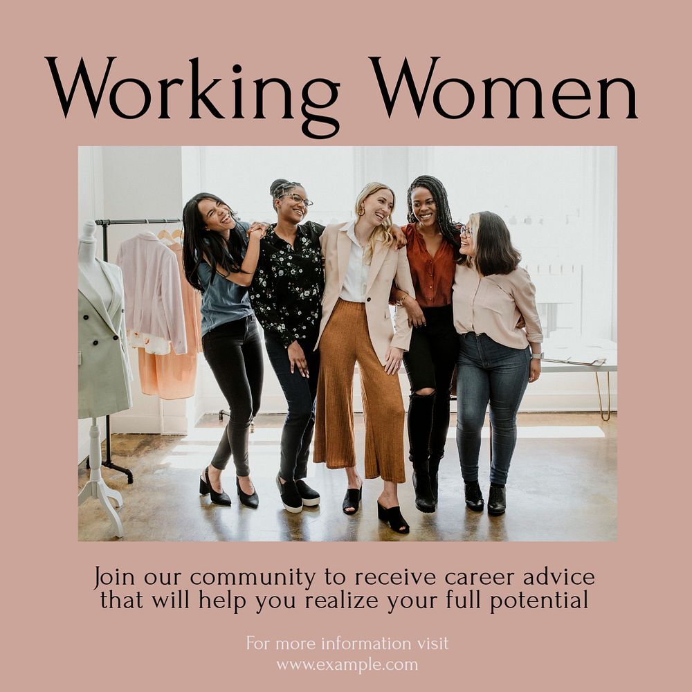 Working women Instagram post template, editable text