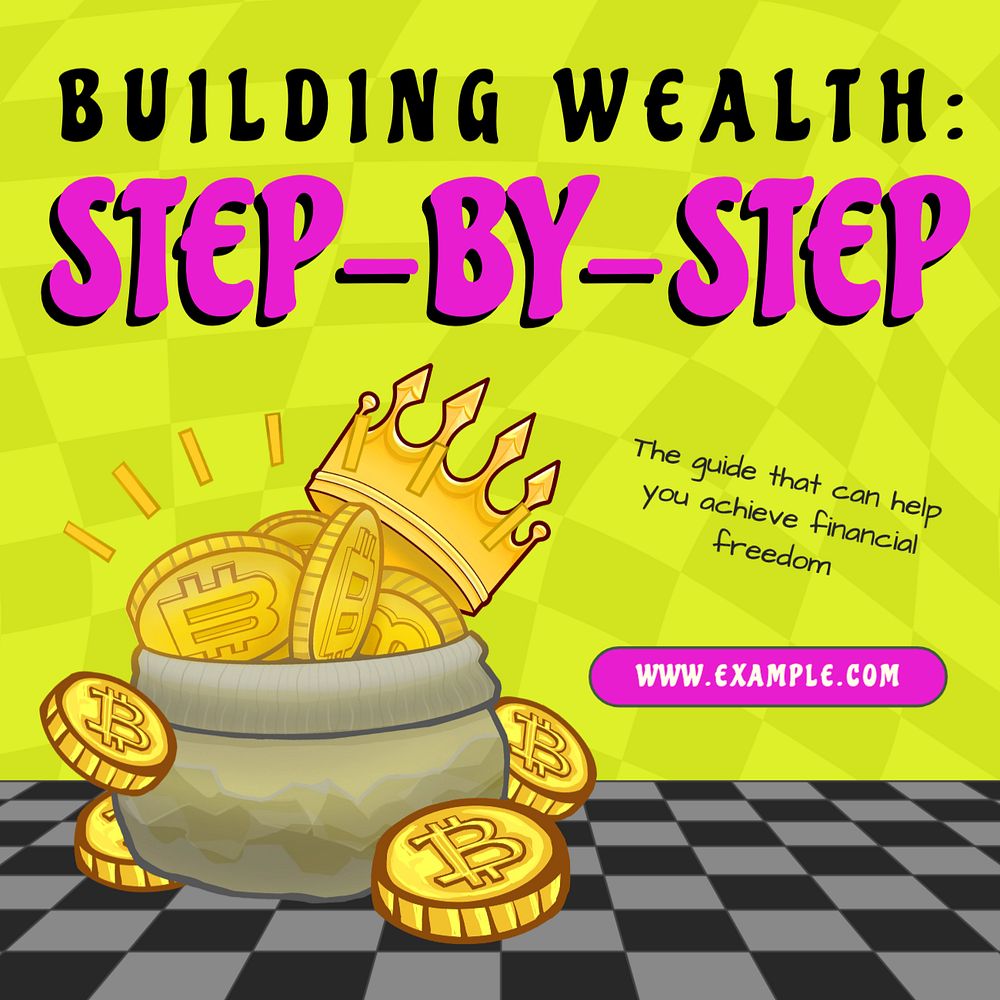 Building wealth Instagram post template, editable text