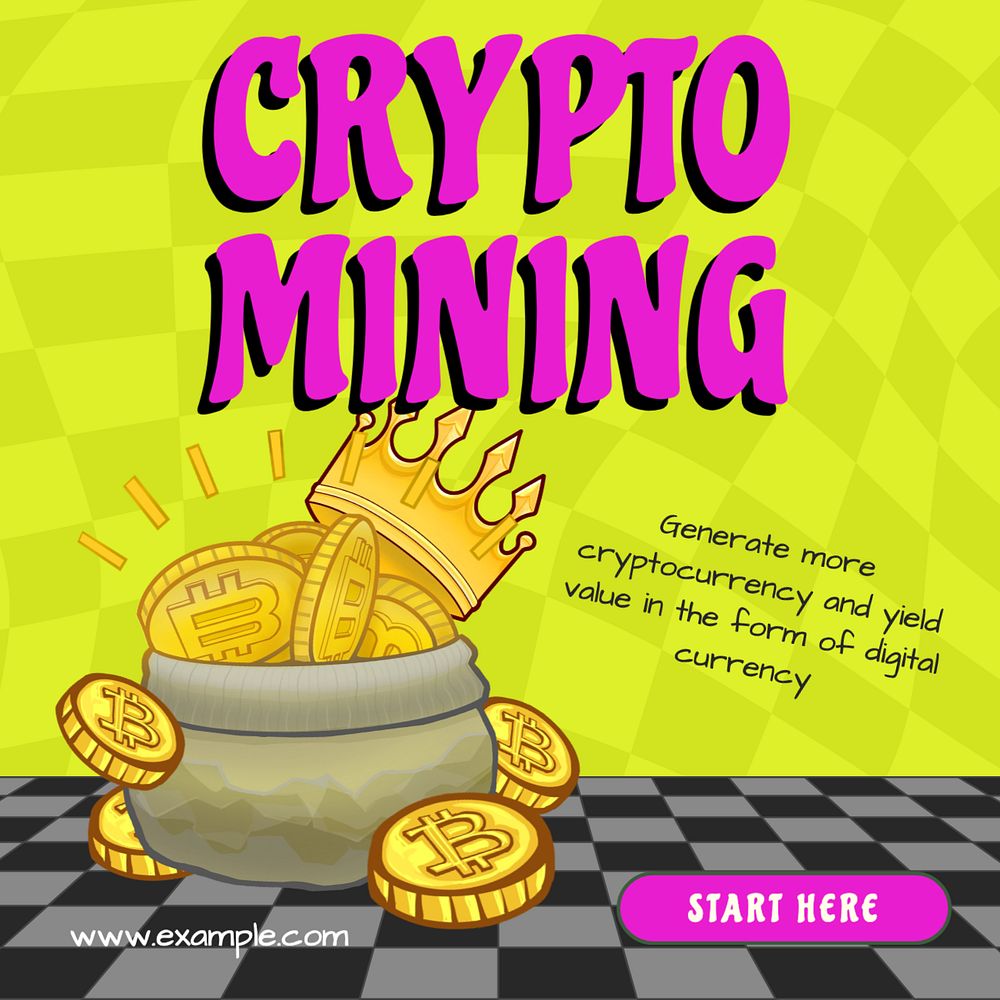 Crypto mining Instagram post template, editable text