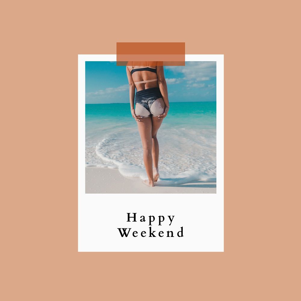 Happy weekend Instagram post template, editable text