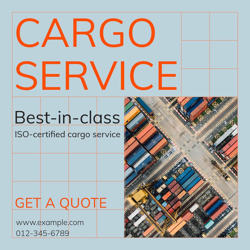 Cargo service Instagram post template, editable text